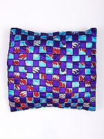 Blue & Silver Art Silk Woven Cushion Cover