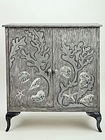 37" Tree Design Cabinet with Two Door | Wooden Cabinet | Handmade Art