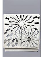 33" Wooden Miror Design Cabinet with Two Drawer | Wooden Cabinet | Handmade Art