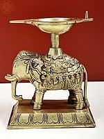 7" Decorative Elephant with Diya | Handmade