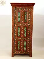 55" Vintage Floral Design Decorative Cabinet | Handmade