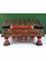 12" Vintage Decorative Wooden Pedestal (Chowki)