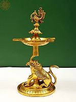 12" Brass Peacock Lamp