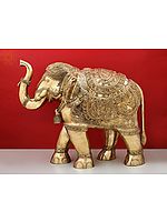 25" Brass Engraved Elephant