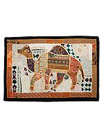 Animal Motif Embroidered Wall Tapestry with Kantha Patchwork from Gujarat