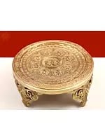 11" Brass Floral Design Pedestal (Chowki)