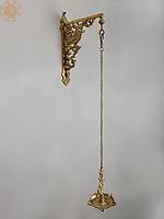 34" Bronze Hanging Diya with Brass Peacock Bracket