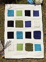 White Cotton Pooja Mat with Box Pattern