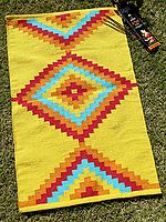 Cotton Multicolor Diamond Pattern Pooja Mat