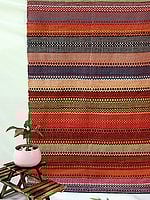 Cotton Multicolor 8 Paddle Design Weaving Dhurrie