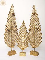 Brass Christmas Tree With Candle Holder (Set of 3)