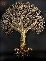 44" Large Brass Tree of Life with Roots | Wall Hanging