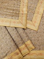 Cotton Tanchoi Banarasi Bedspread with Pillow-Cushion Cover and All-Over Paisley-Floral Vine Motif
