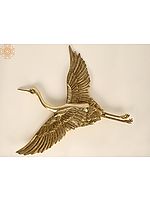 13" Flying Crane Bird in Brass (Wall Hanging)