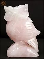 4" Small Owl in Rose Quartz Stone