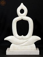 25" Modern Buddha Sculpture in White Marble