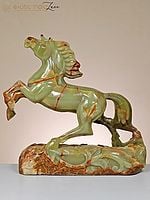 Galloping Horse Figurines in Onyx Gemstone