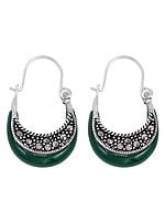 Designer Sterling Silver Earring with Green Onyx