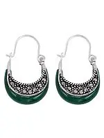 Designer Sterling Silver Earring with Green Onyx