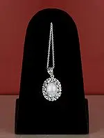 Victorian Style Sterling Silver Pendant with Rainbow Moonstone