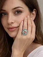 Sterling Silver Navaratna Ring | Navratna Jewelry