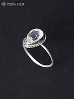 Teardrop Shape Sterling Silver Ring with Gemstone