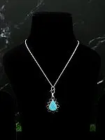Turquoise Teardrop Floral Design Pendant