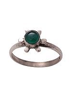 Floral Design Sterling Silver Ring with Gemstone