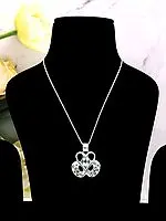 Stylish Sterling Silver Pendant with Blue Topaz and Crystal Stone