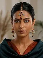 Stone Fashion Earring Set with Maang Tikka