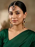 Stone Fashion Earring Set with Maang Tikka