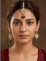 Stone Fashion Earring Set with Maang Tikka