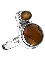Twin Amber Finger Ring