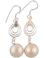 Dangling Pearl Spiral Earrings