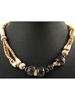 Ivory and Coffe Brown Beaded Necklace