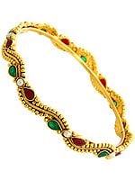 Faux Ruby and Emerald Bangle