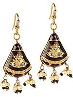 Black Earrings with Golden Accent