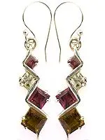 Faceted Square-Shape Tourmaline Earrings
