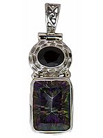 Mystic Topaz Pendant with Faceted Garnet