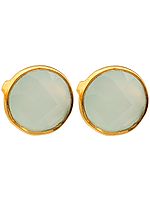 Faceted Peru Chalcedony Gold Plated Post Earrings