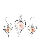 Pearl Heart-Shape Pendant and Earrings Set