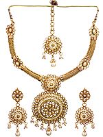 Faux Pearl Necklace Set with Mang Tika