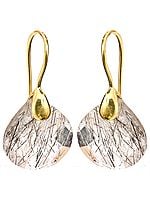 Tourmalinated Quartz Gold plated Earrings