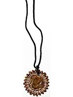 Carved Om (AUM) Necklace with Black Cord