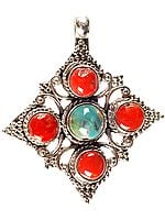 Coral Pendant with Central Turquoise