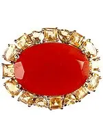Faceted Carnelian Pendant with mm Sized Citrine