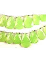 Faceted Light Green Chalcedony Briolette