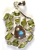 Faceted Peridot and Labradorite Pendant