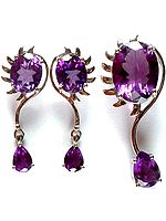 Fine Cut Amethyst Pendant with Matching Earrings Set