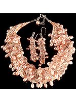 Fine Pink Pearl Woven Necklace and Earrings Set